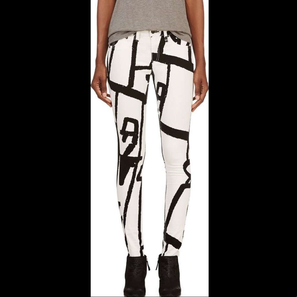 Rag Bone White Abstract Graphic The Legging Jeans